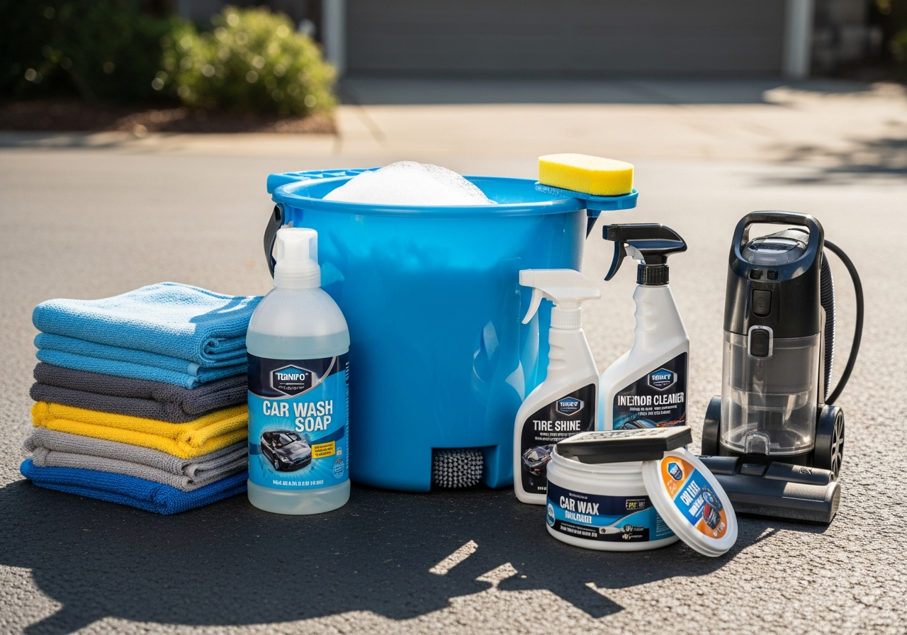 Complete Car Cleaning Kit setup with all essentials