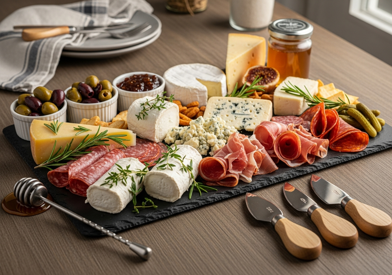 Complete Charcuterie Board Hosting Kit setup with all essentials