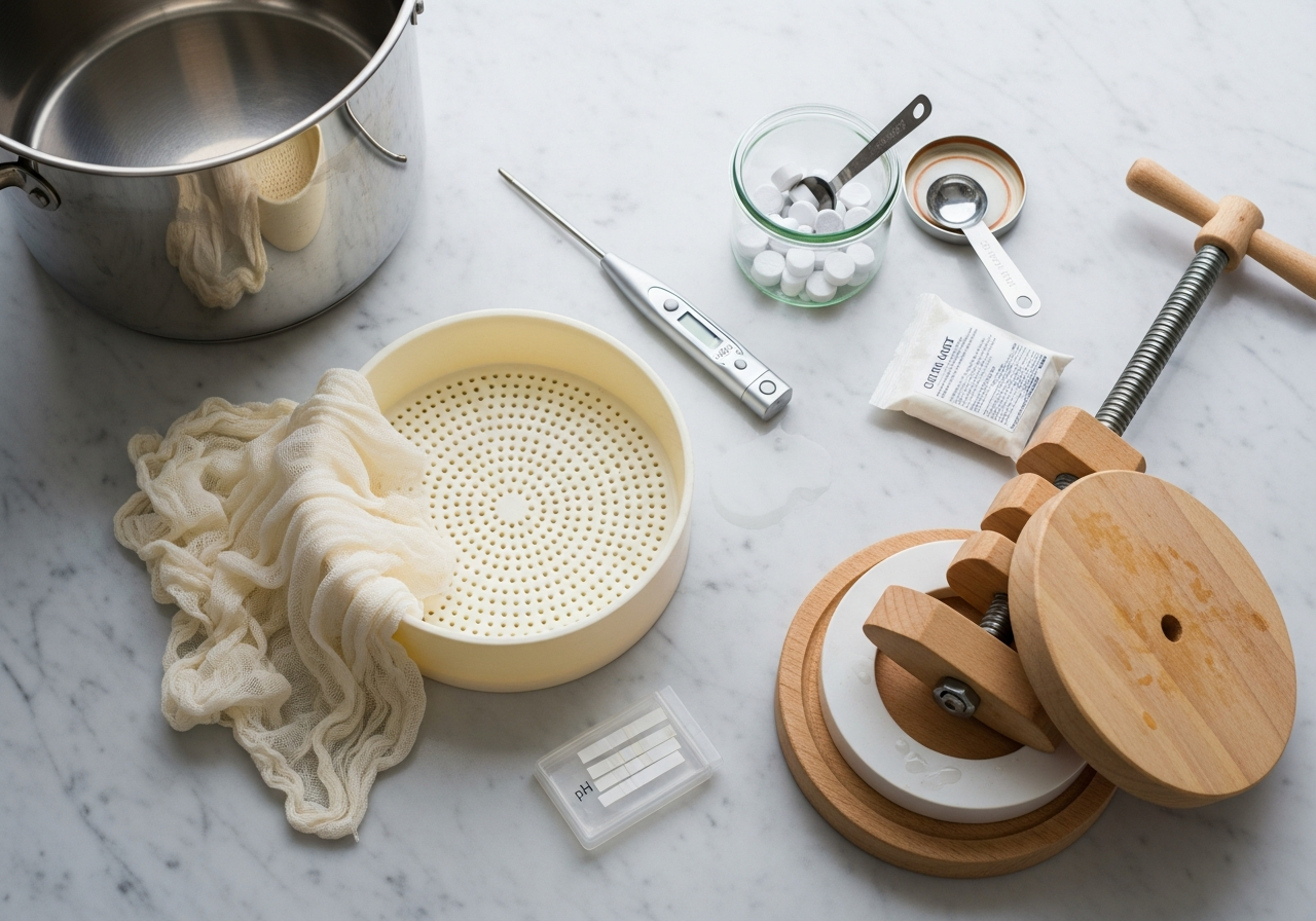 Complete Cheese Making Starter Kit setup with all essentials