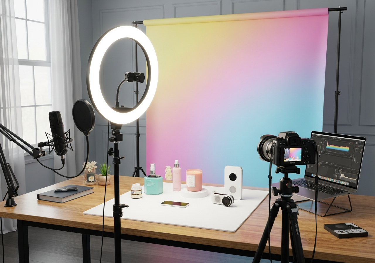 Complete Content Creator Starter Kit setup with all essentials