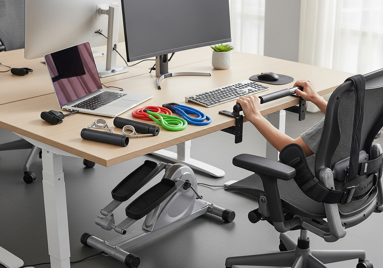 Complete Desk Fitness & Ergonomics Kit setup with all essentials