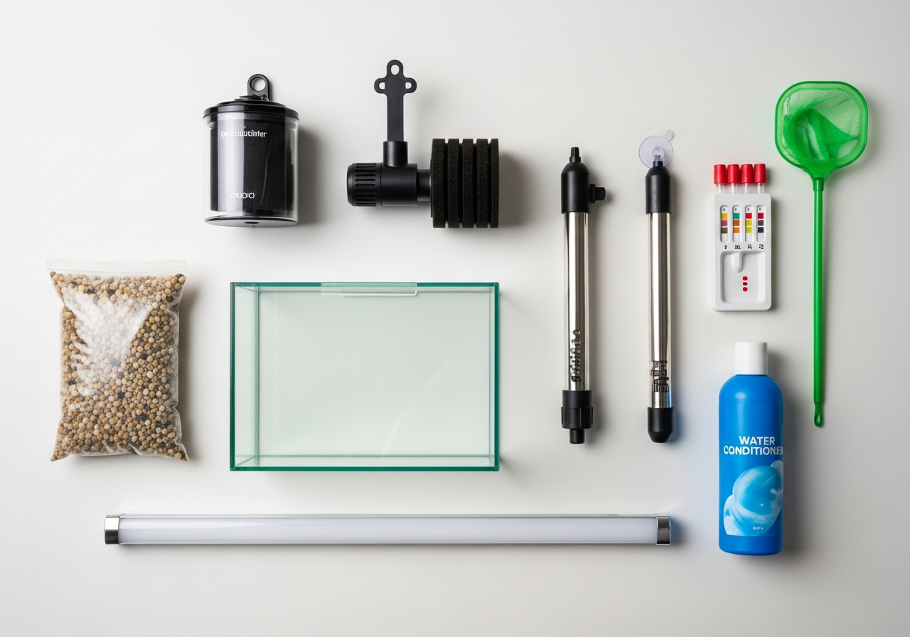 Complete Freshwater Aquarium Starter Kit setup with all essentials