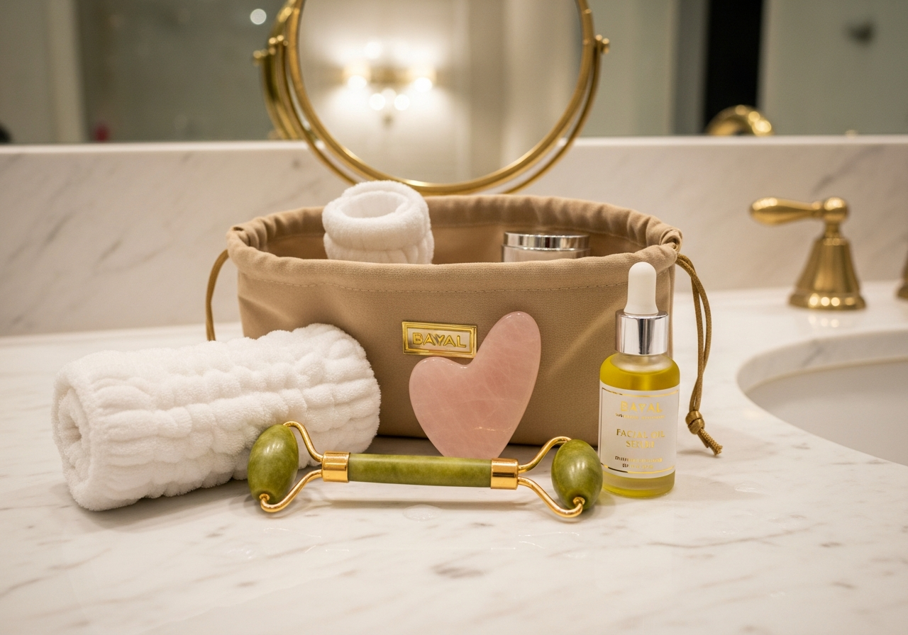 Complete Gua Sha & Facial Wellness Kit setup with all essentials