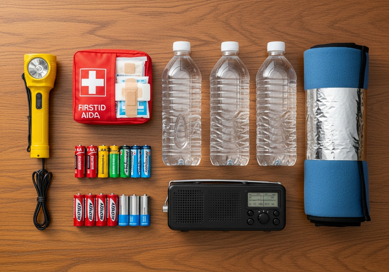 Complete Home Emergency Preparedness Kit setup with all essentials