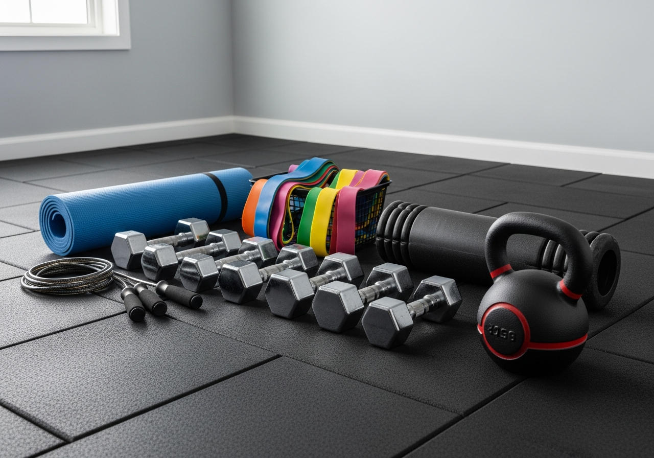 Complete Home Gym Starter Kit setup with all essentials