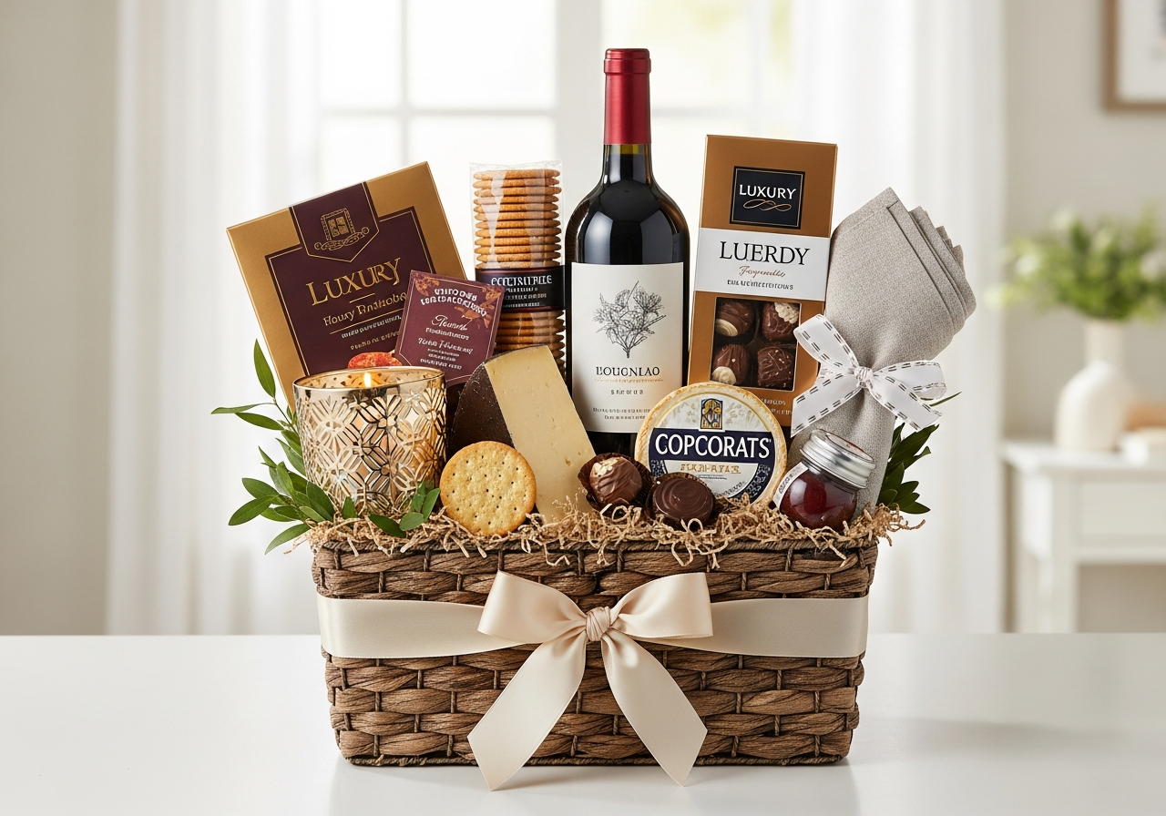 Complete Hostess Gift Basket Kit setup with all essentials