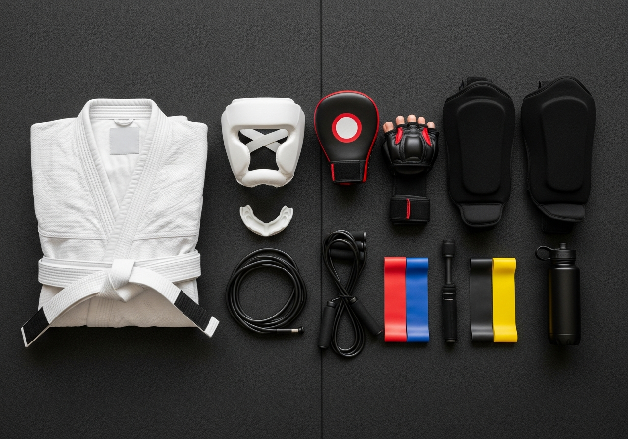 Complete Martial Arts Beginner Kit setup with all essentials