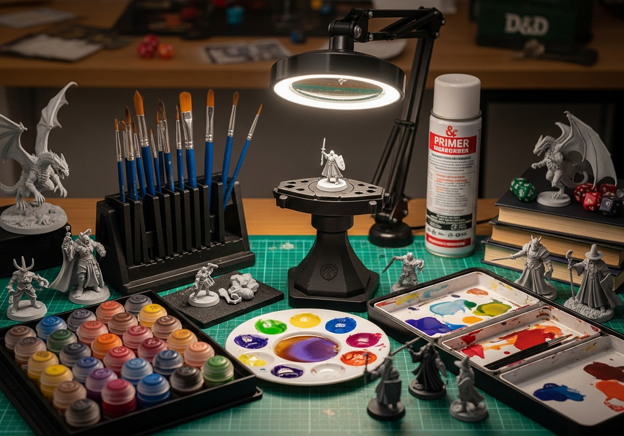 Complete Miniature Painting & D&D Kit setup with all essentials