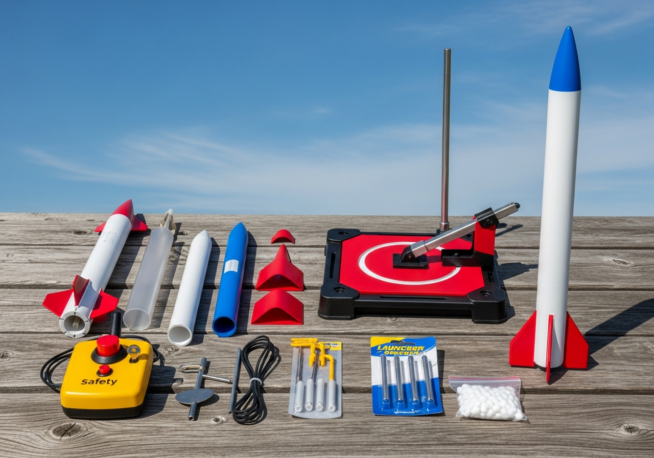 Complete Model Rocketry Starter Kit setup with all essentials