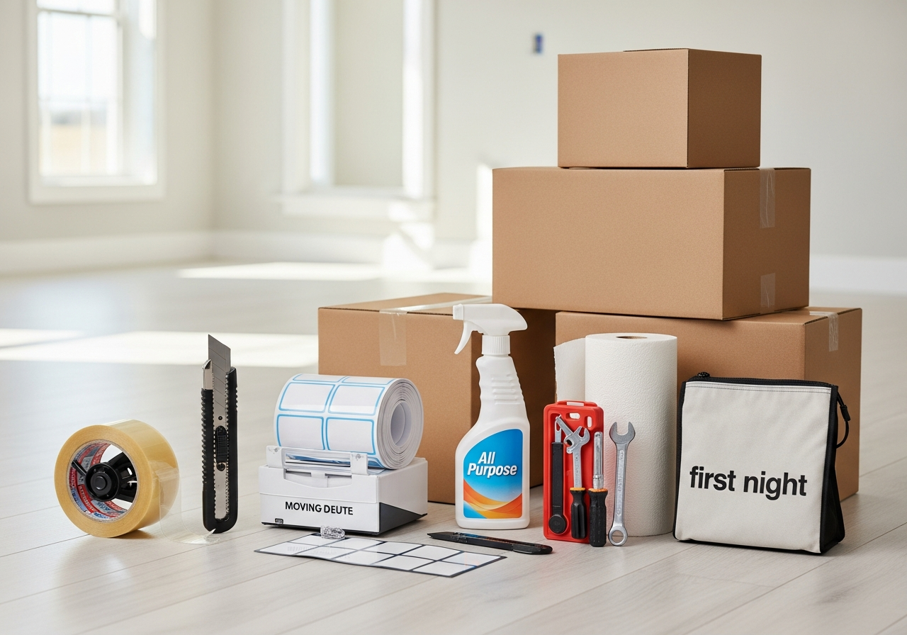 Complete Moving Into a House Essentials Kit setup with all essentials