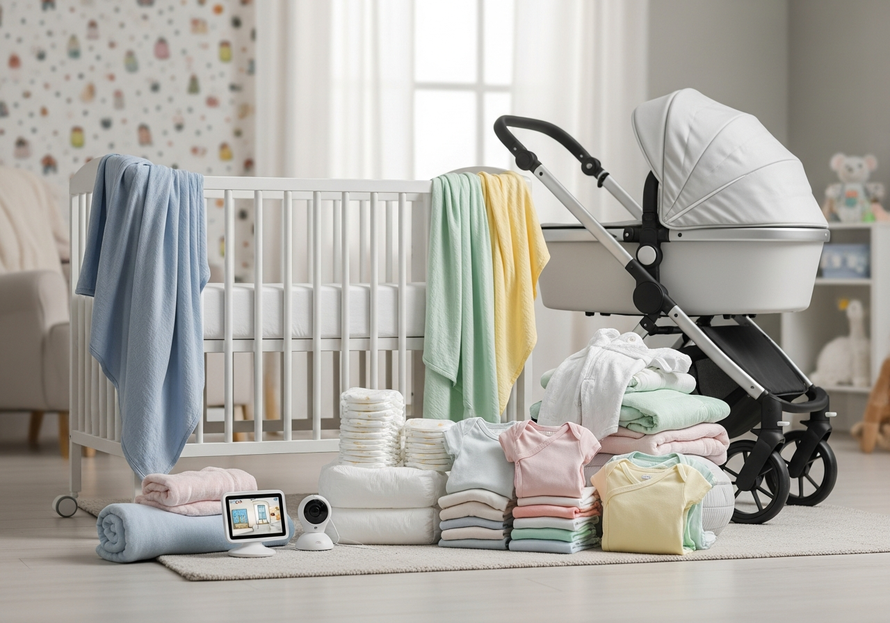 Complete New Baby Starter Kit setup with all essentials