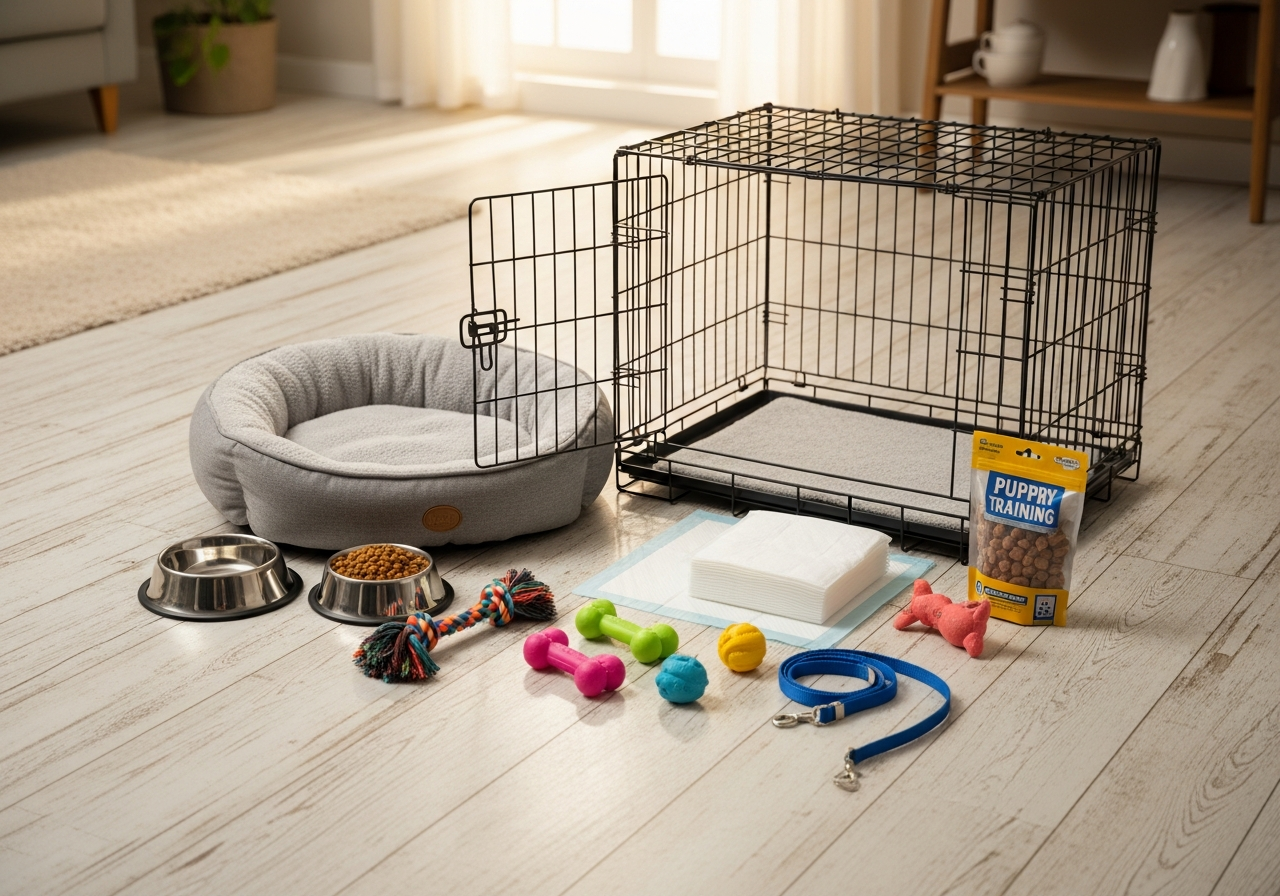Complete New Puppy First Week Kit setup with all essentials