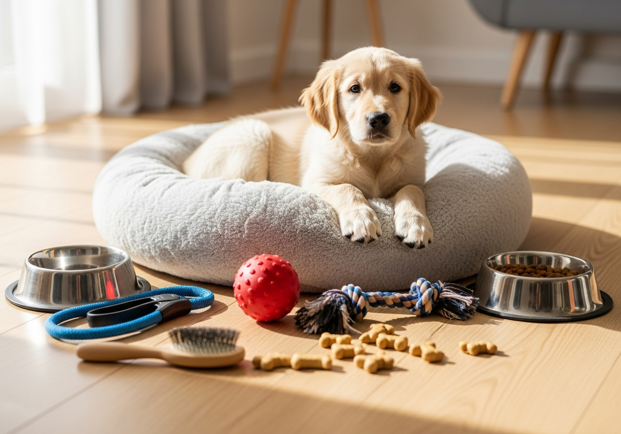 Complete New Dog Owner Kit setup with all essentials