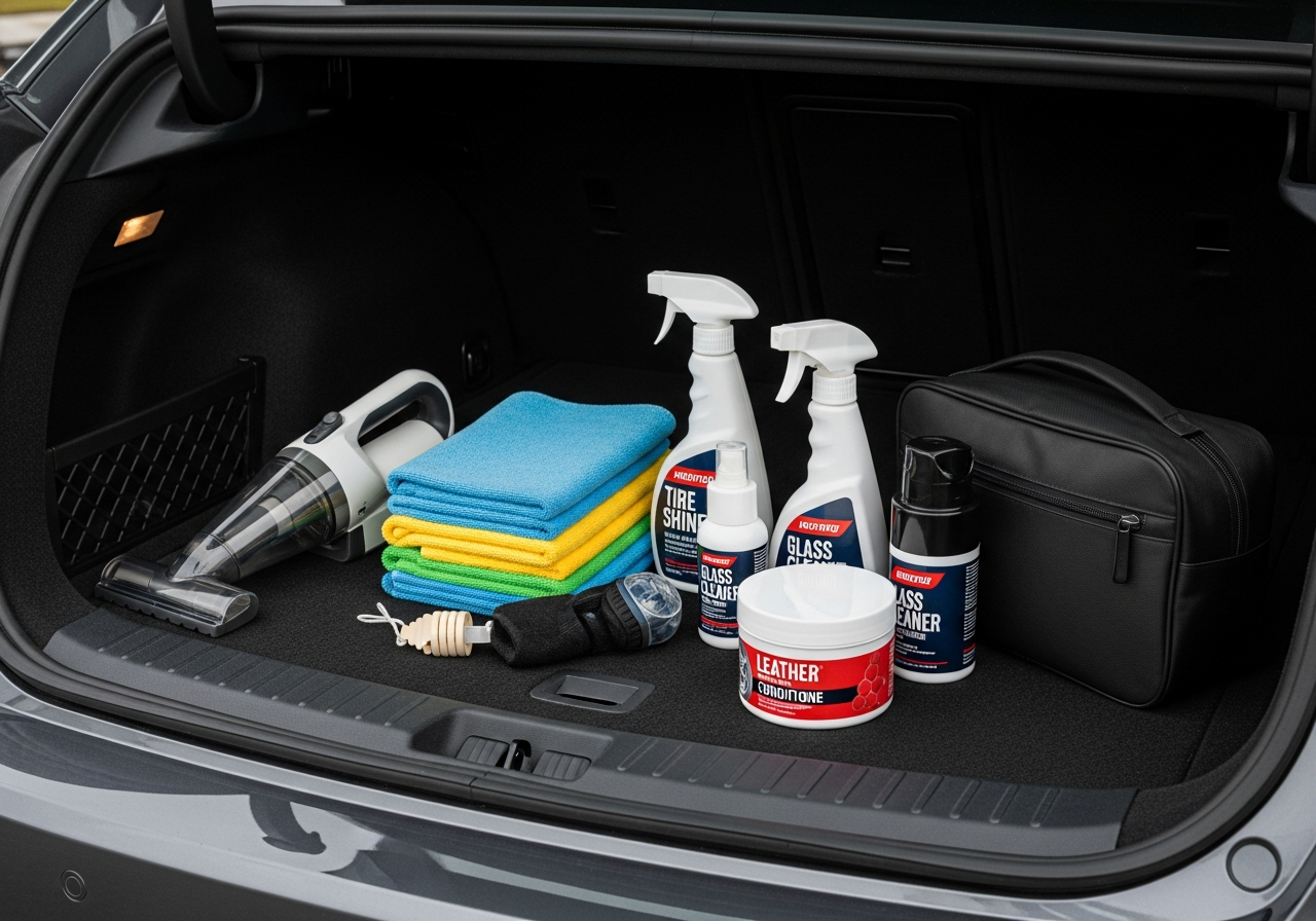 Complete Portable Car Detailing Kit setup with all essentials
