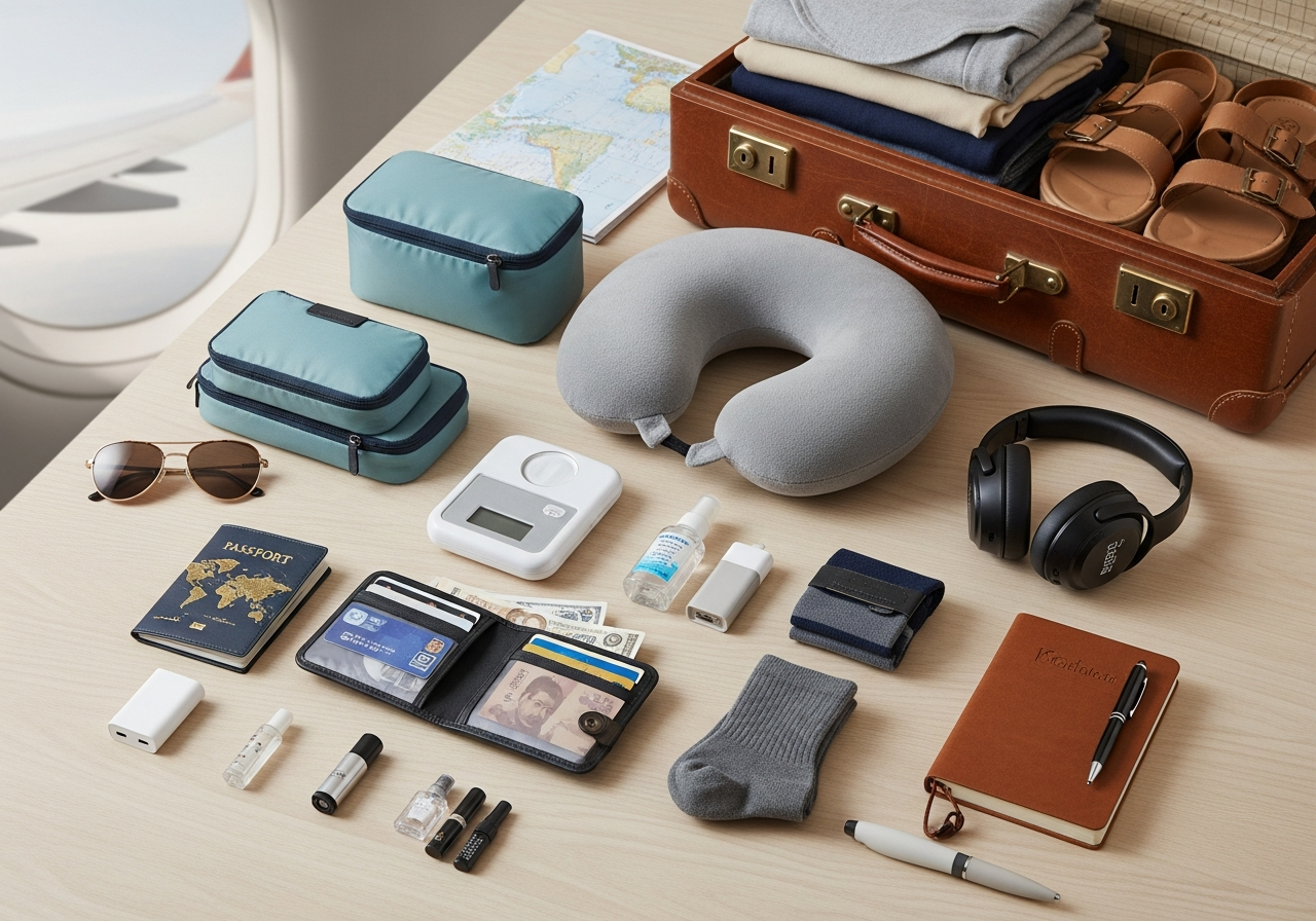 Complete Retirement Travel Essentials Kit setup with all essentials