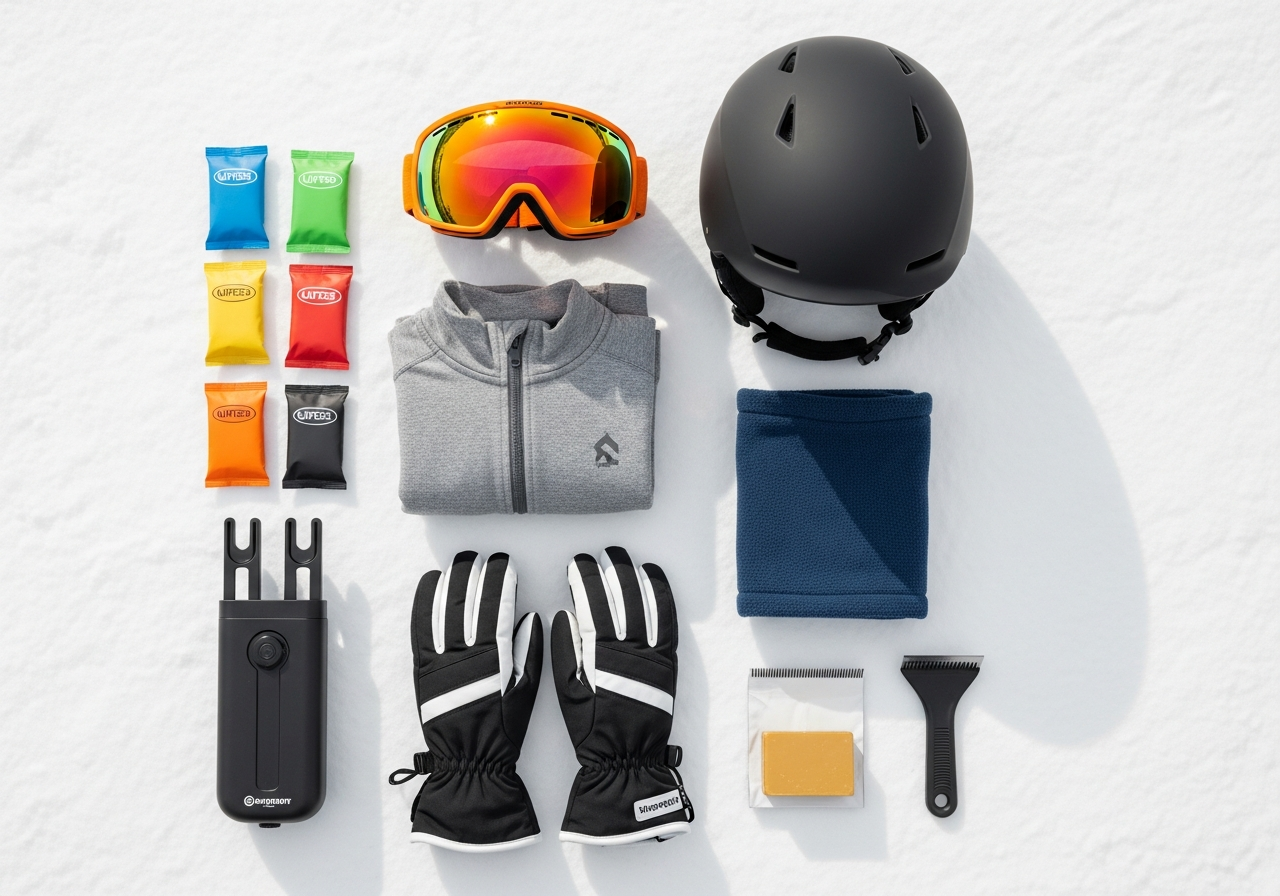 Complete Ski & Snowboard Beginner Kit setup with all essentials