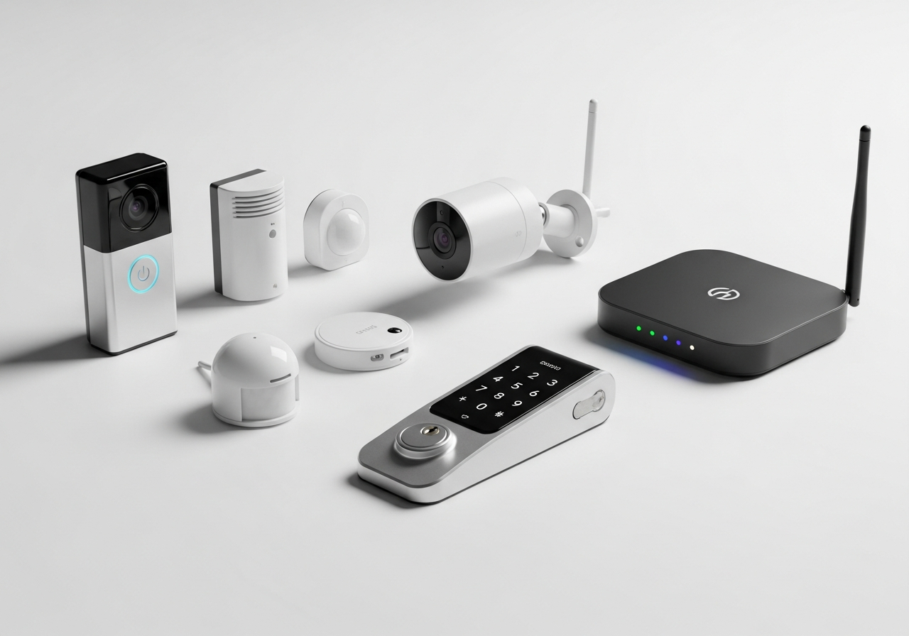 Complete Smart Home Security Starter Kit setup with all essentials