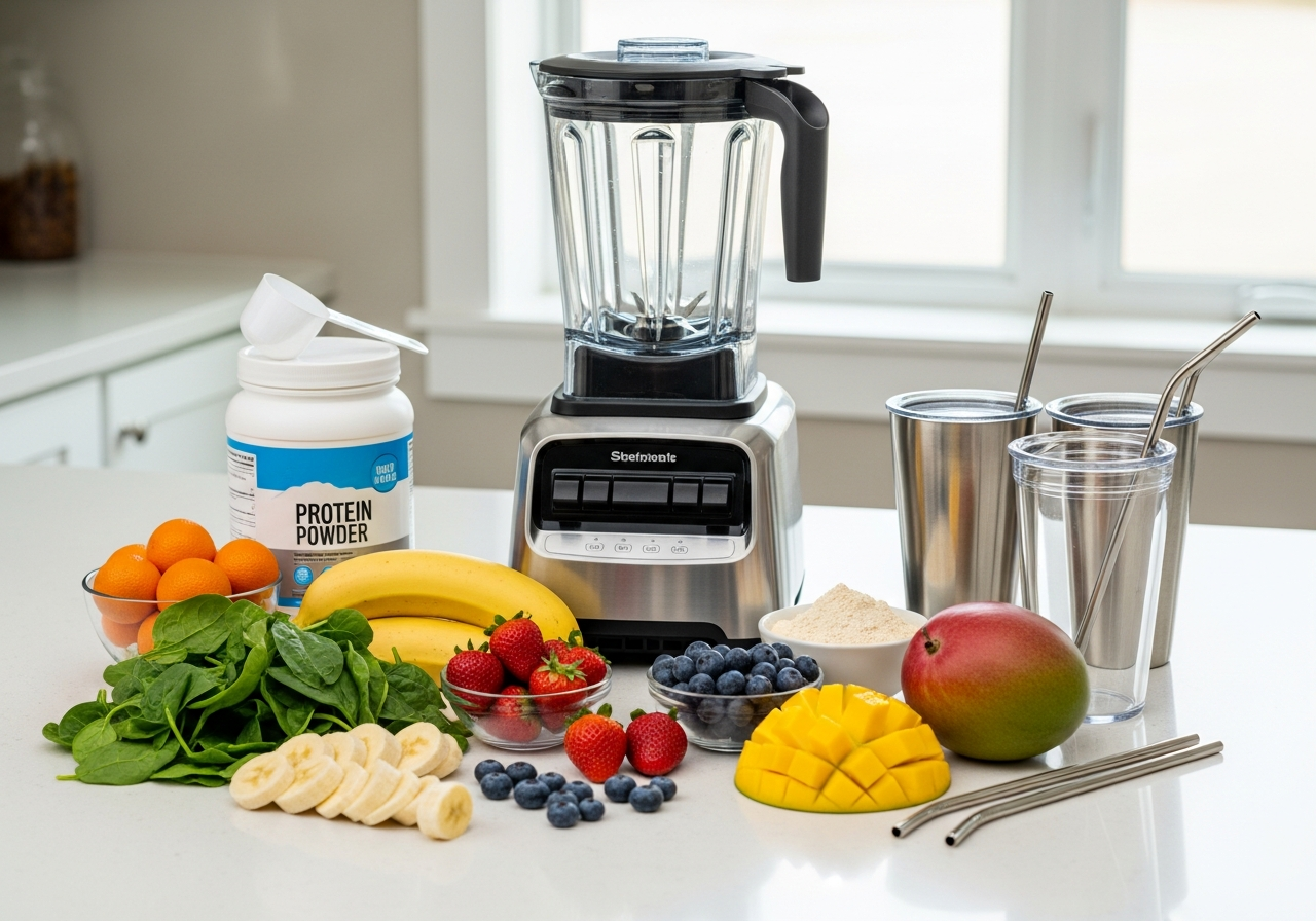 Complete Smoothie Starter Kit setup with all essentials