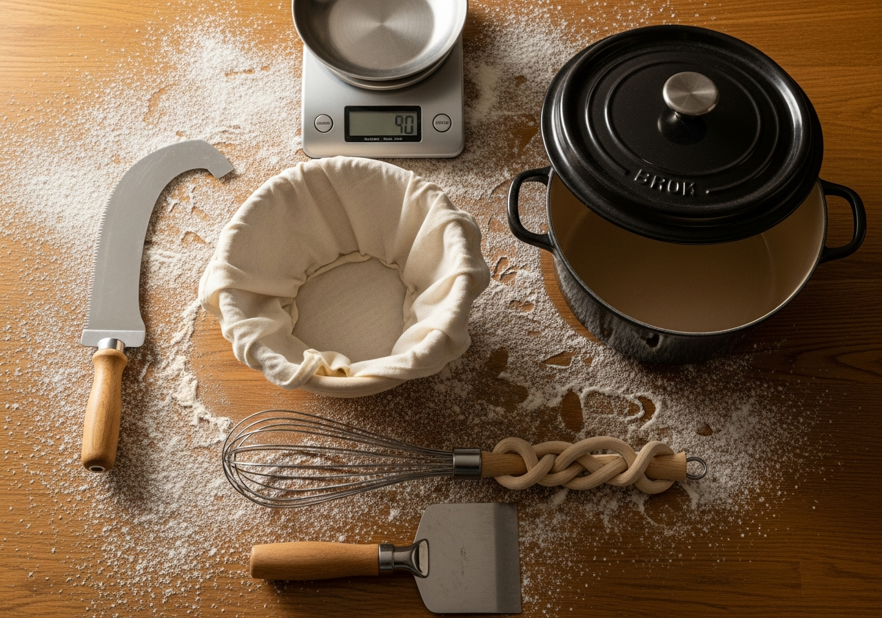 Complete Sourdough Bread Baking Kit setup with all essentials