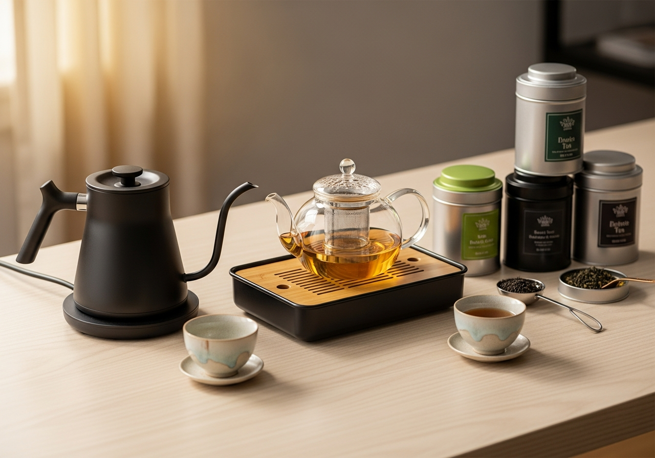 Complete Tea Connoisseur Starter Kit setup with all essentials
