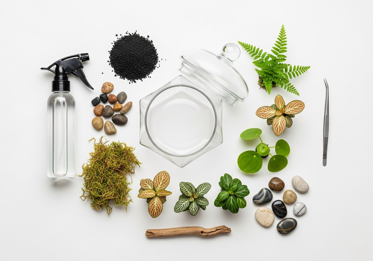 Complete Terrarium Building Kit setup with all essentials