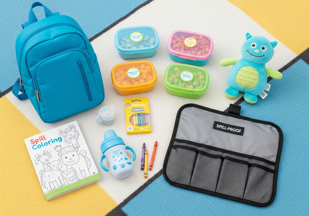 Complete Toddler Travel Kit setup with all essentials