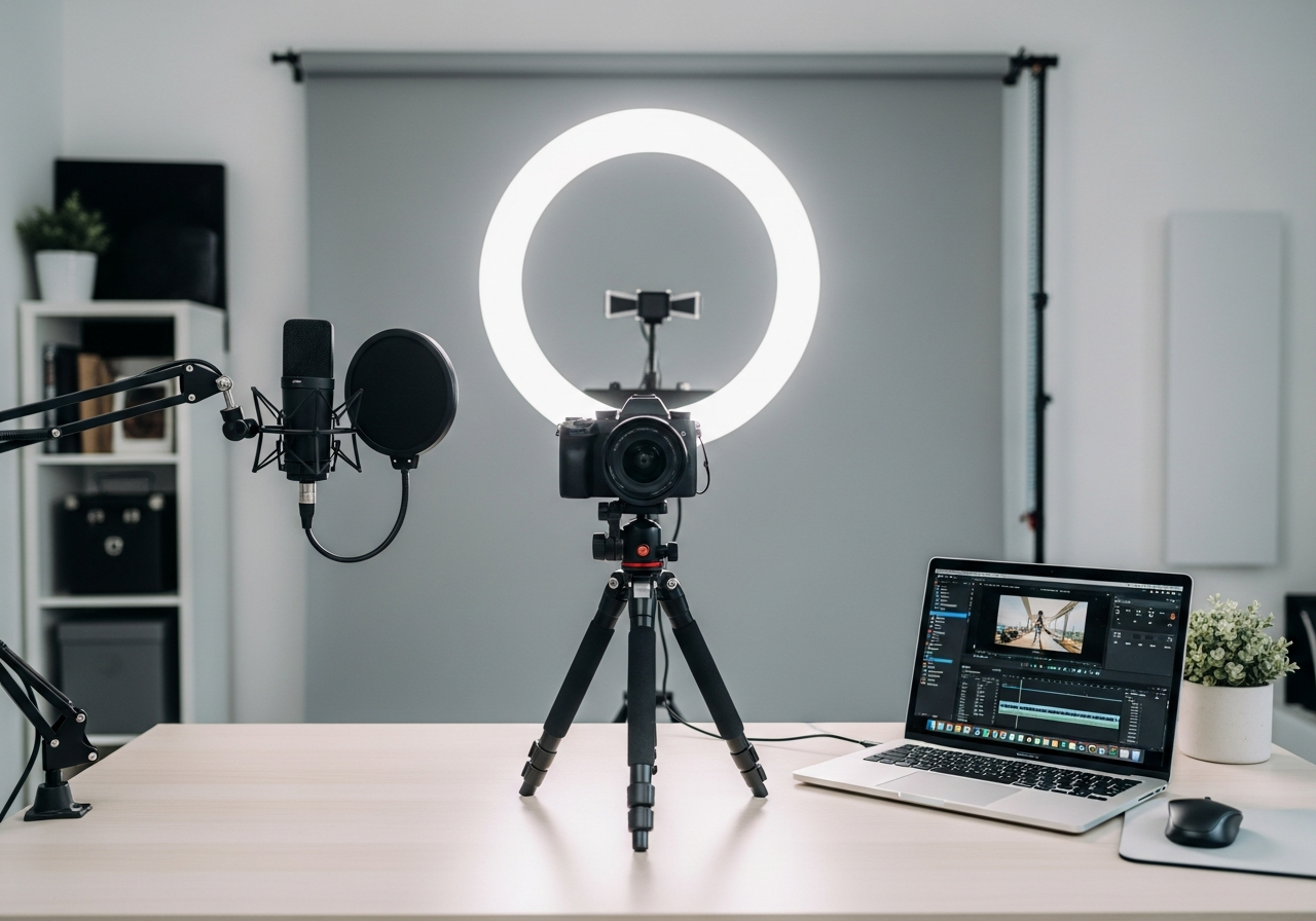 Complete YouTube Creator Kit setup with all essentials